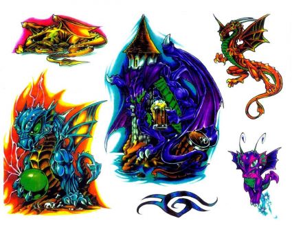 Colored Dragon Pic Tattoos